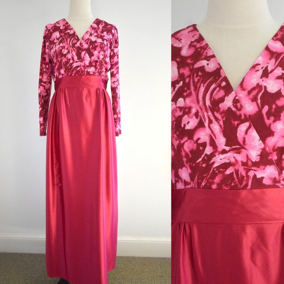 1960s Berry and Pink Formal Dress - image 1