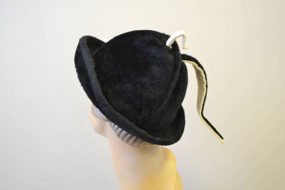 1960s Emme Boutique Black Fur Felt Hat - image 2