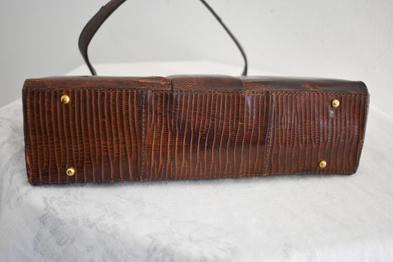 1940s/50s Brown Reptile Handbag - image 6