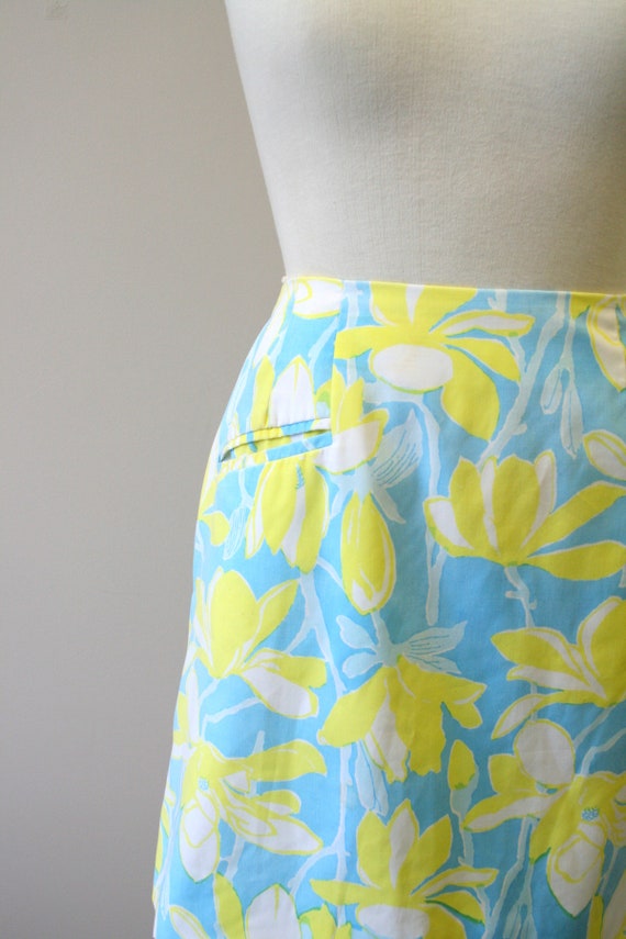 1960s Lilly Pulitzer Blue and Yellow Floral Mini … - image 4