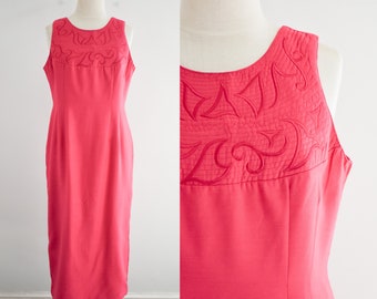 1980s Vivid Pink Midi Dress