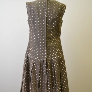 1960s California Girl Brown Polka Dot Drop Waist Dress image 4