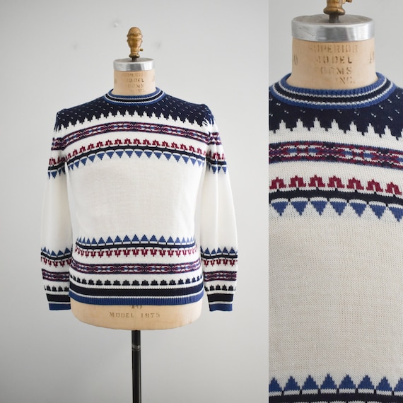 1970s Patterned Pullover Sweater - image 1