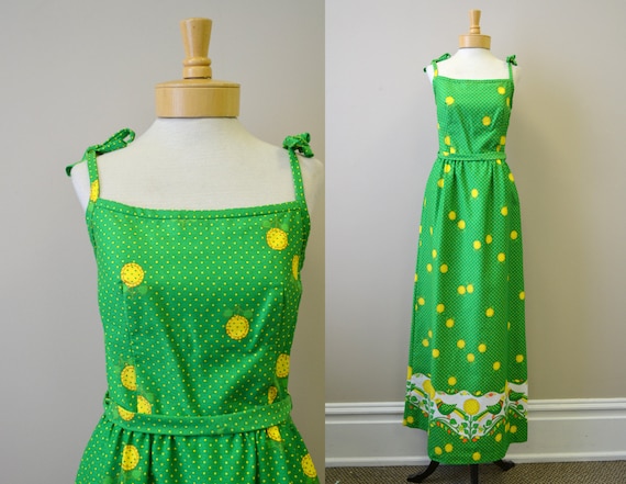 1960s Malia Bird and Sunflower Maxi Dress - image 1