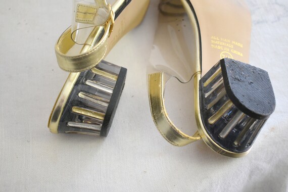 1980s Arnie Metallic Sandals with Acrylic Heels, … - image 7