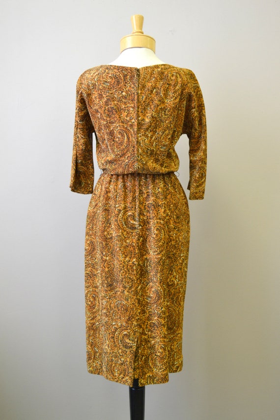 1950s Carol Craig Lurex Paisley Wiggle Dress - image 5