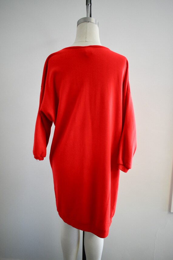 1980s Red Sweatshirt Tunic/Mini Dress - image 6