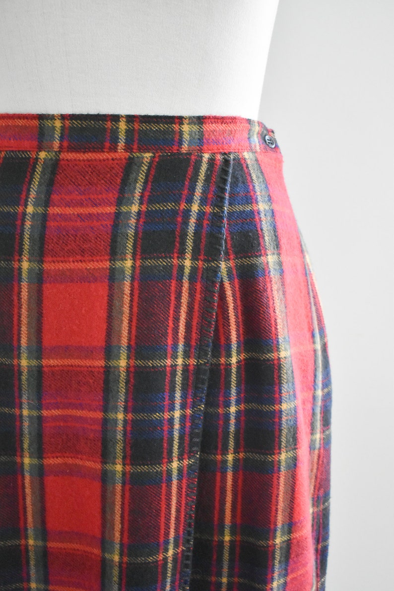 1990s Red Plaid Maxi Skirt image 3