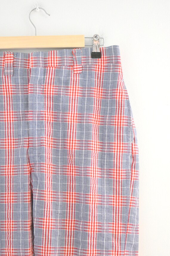 1960s Red, White, and Blue Plaid Cotton Men's Tro… - image 3