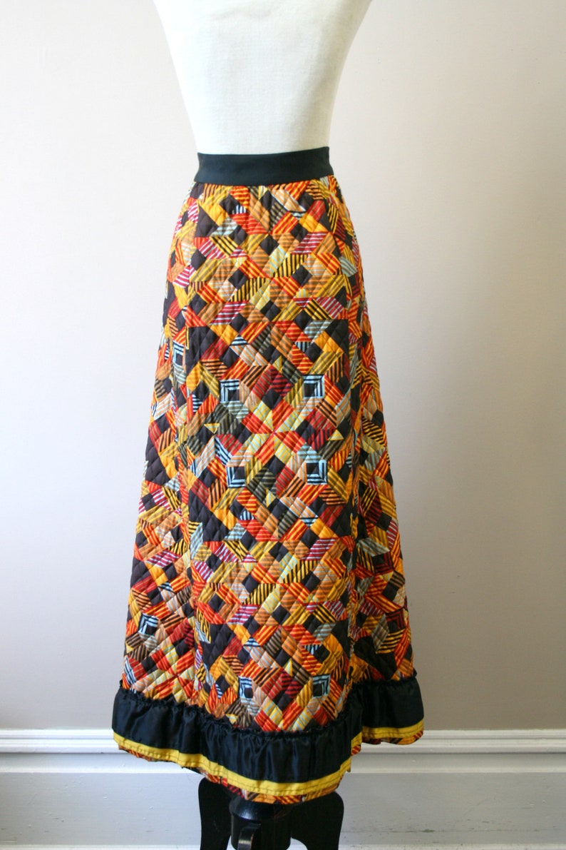 1960s Printed Quilted Maxi Skirt | Etsy