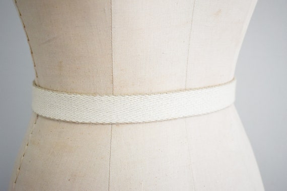 1970s/80s Beige Canvas and Brown Leather Belt - image 4