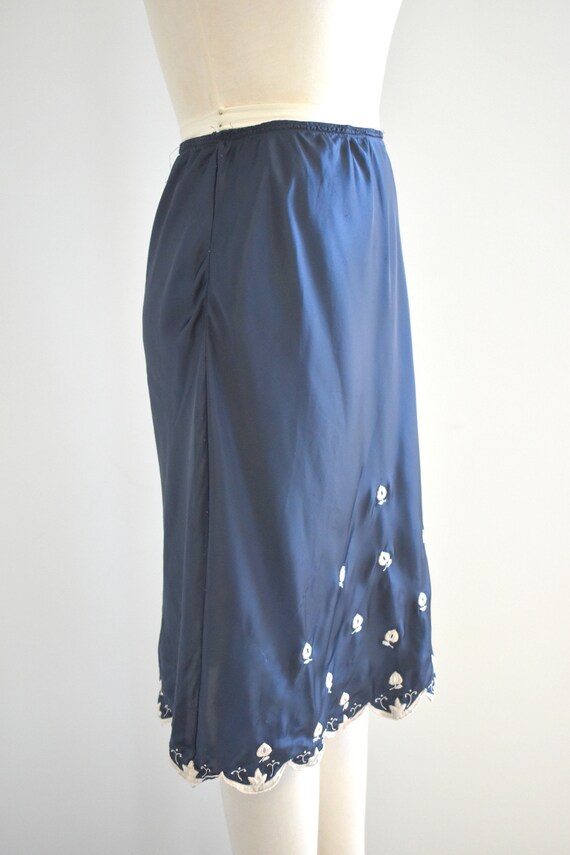 1950s Navy Half Slip with Floral Appliques Gem