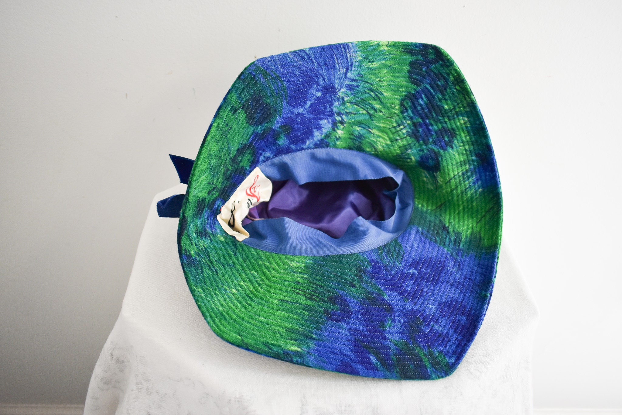 1960s Mr. John Jr. Blue and Green Wool Floral Hat - Etsy