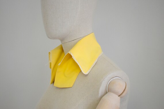 1940s/50s Yellow Cotton Collar with Lace Trim - image 3