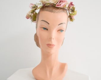 1980s/90s Pink Paper Flower Head Crown