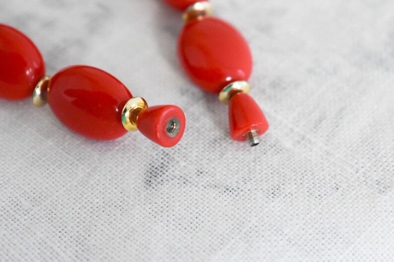 Vintage Red Plastic Graduated Bead Necklace image 7