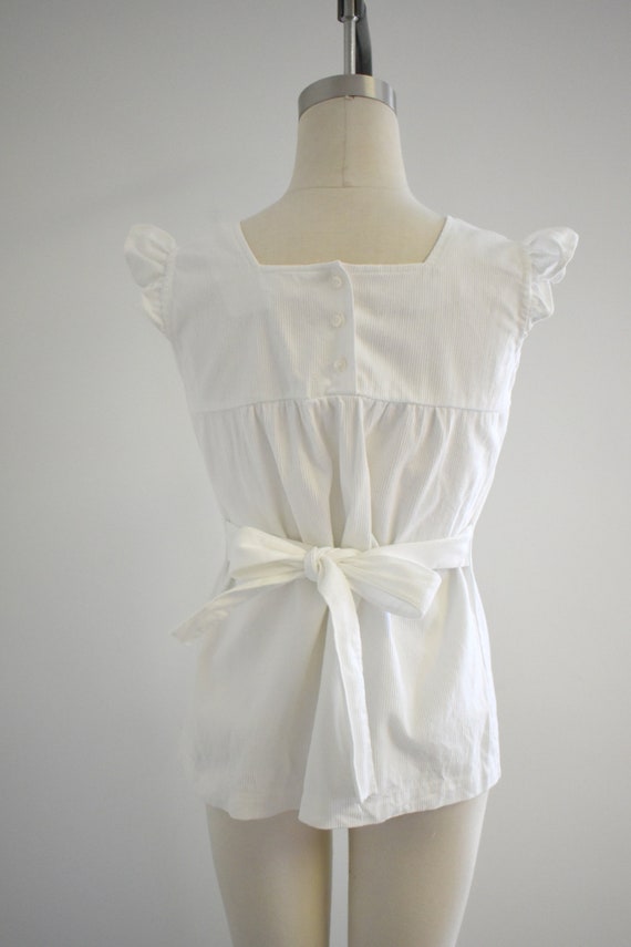 1970s White Corduroy Baby Doll Top - image 5