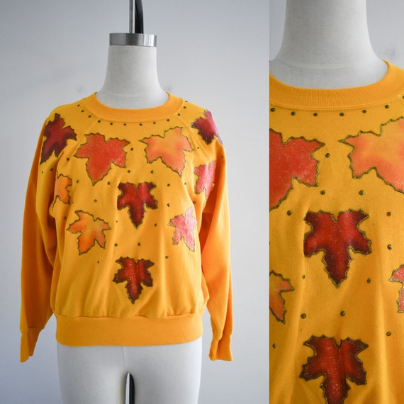 1980s Autumn Leaf Applique Sweatshirt - image 1