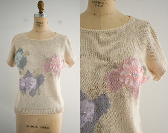 1990s Floral Applique Sweater