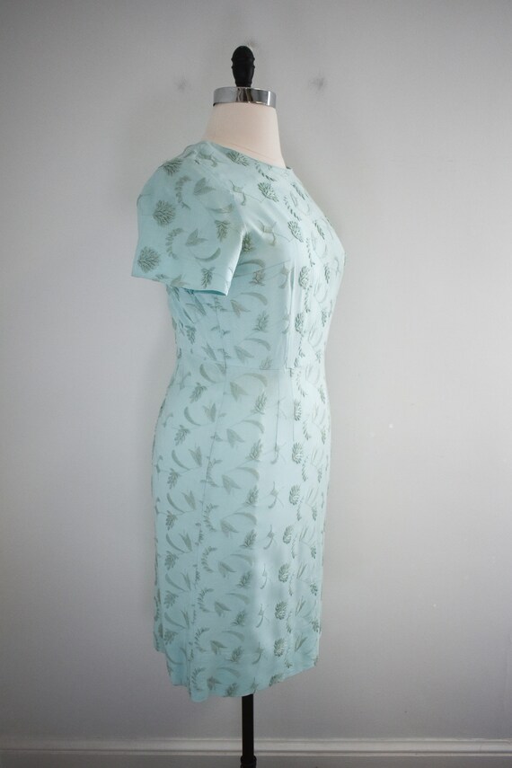 1960s Mint Embroidered Linen Dress - image 4