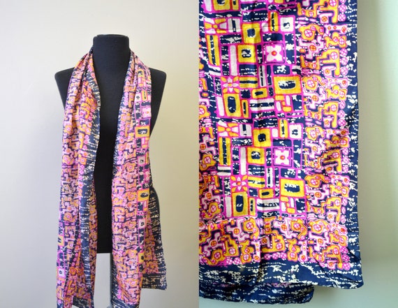 1970s Indian Silk Print Scarf - image 4