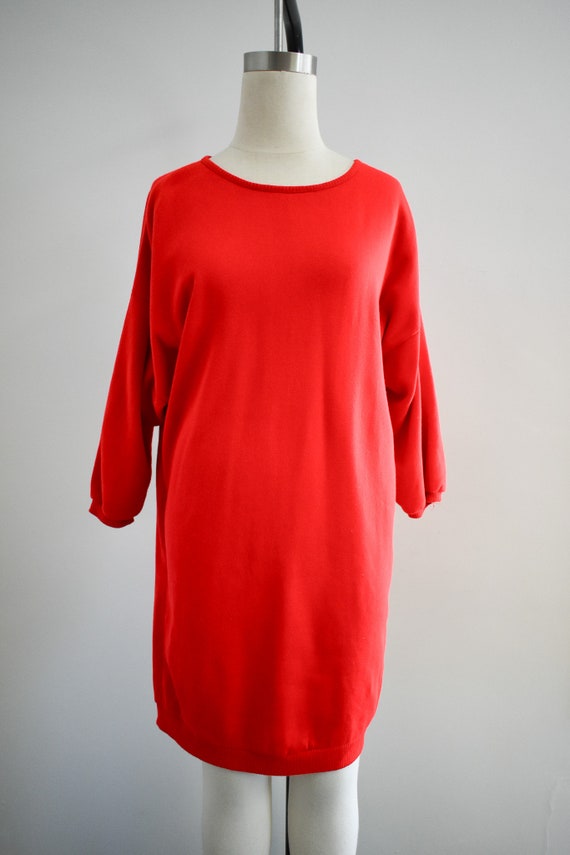 1980s Red Sweatshirt Tunic/Mini Dress - image 3