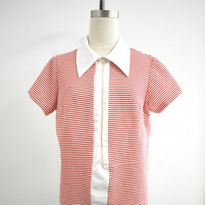 1970s Red and White Striped Knit Shirt