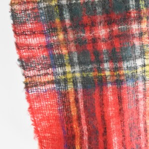 Vintage Mohair Red Plaid Scarf image 6