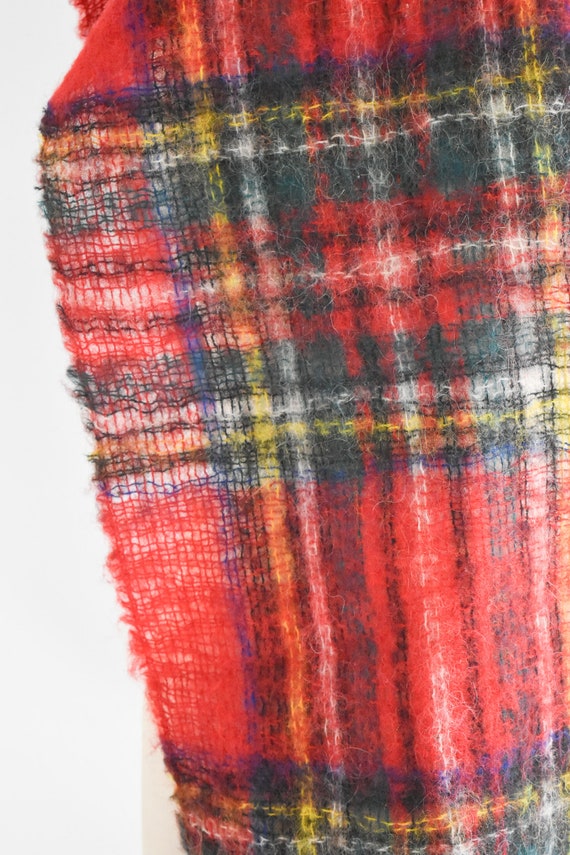 Vintage Mohair Red Plaid Scarf - image 6