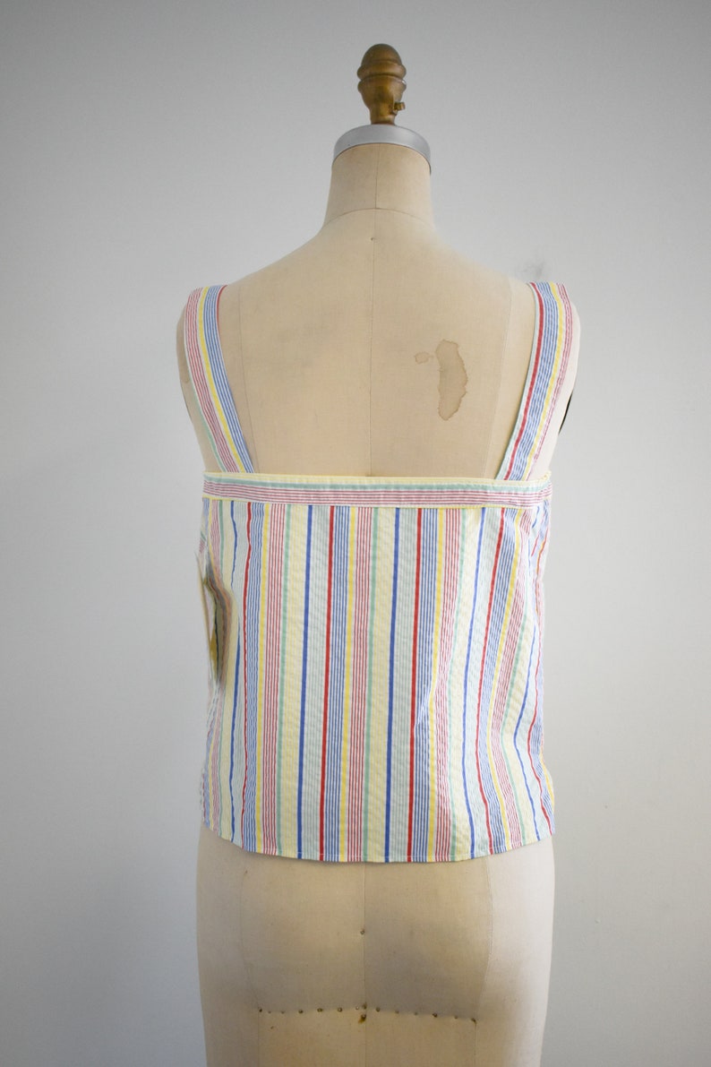 1980s NOS Rainbow Seersucker Tank Top image 5