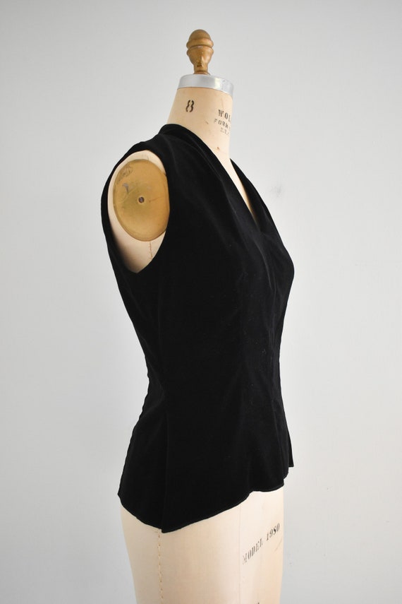 1950s/60s Black Velveteen Blouse - image 4