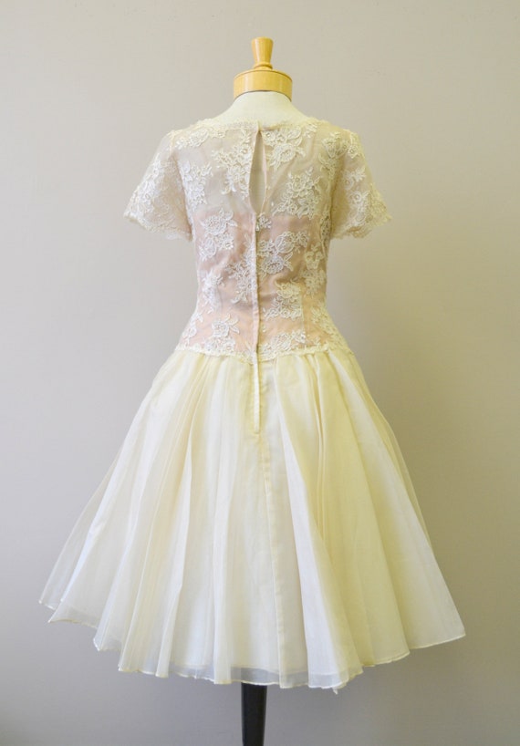 1950s Mr. Frank Cream Lace and Organdy Dress - image 6