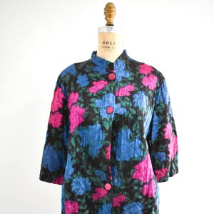 1950s Floral Quilted Satin Bed Jacket