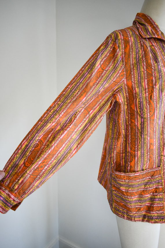 1960s Microstriped Paisley Blouse - image 5