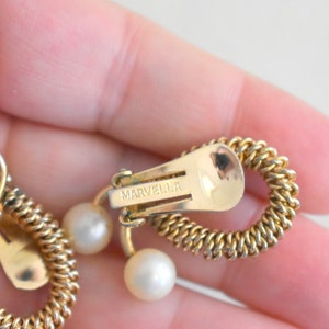 1960s Marvella Faux Pearl Twist Clip Earrings image 5