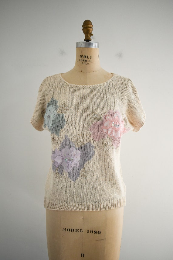 1990s Floral Applique Sweater - image 2