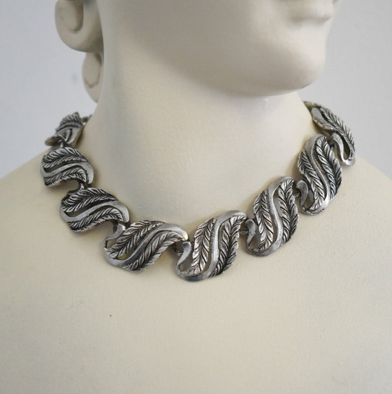 1950s/60s Silver Leaf Choker Necklace