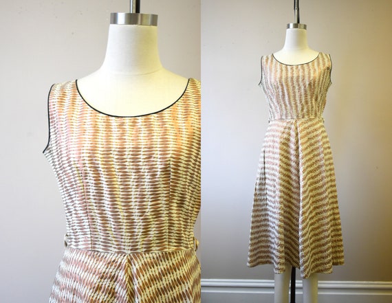 Early 1950s Copper Printed Cotton Dress