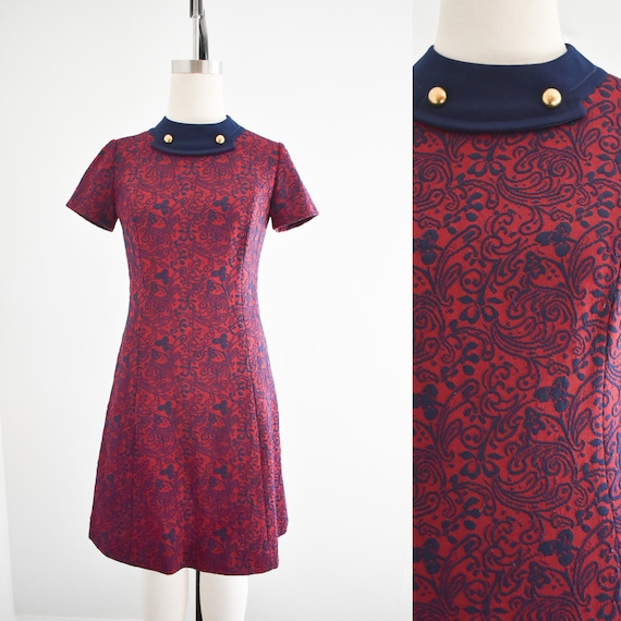 1960s Burgundy Shirt Dress