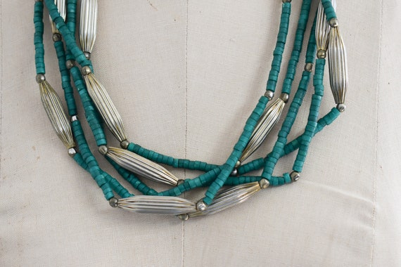 1970s/80s Green Wooden Bead Necklace - image 3