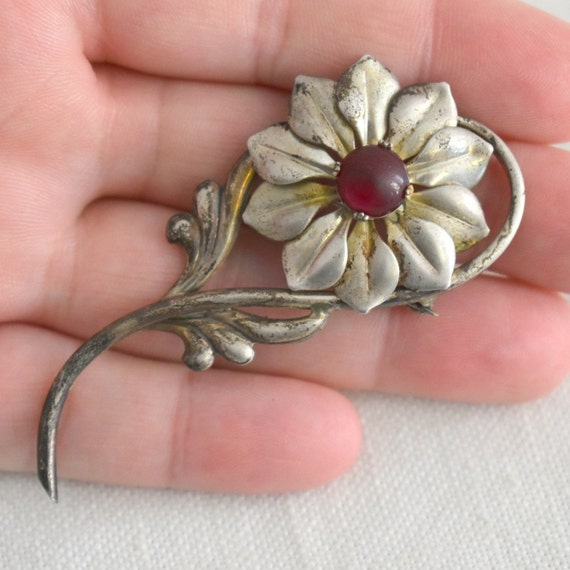 1940s/50s Kreisler Sterling Flower Brooch