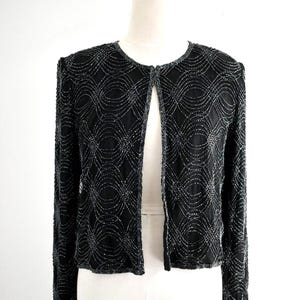 1990s Black Chiffon Beaded Jacket