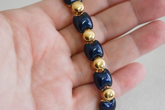Vintage D'Orlan Blue Enamel and Gold Link Bracelet - image 5