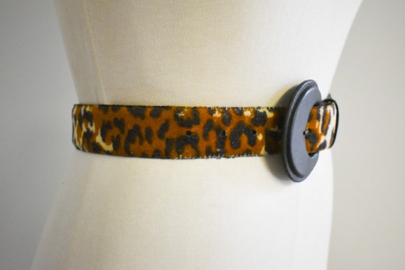 1970s/80s Flocked Leopard Print Belt - image 5