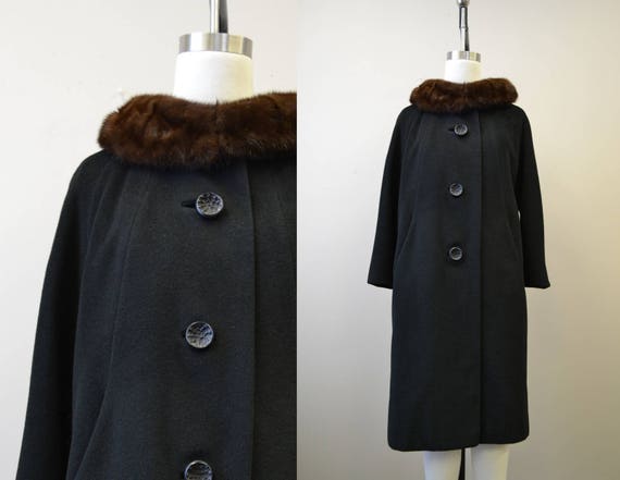 1950s Rothmoor Black Wool Coat With Fur Collar - Etsy