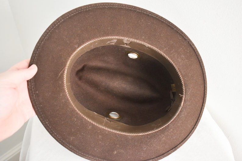 1960s/70s Brown Wool Felt Fedora with Grommets image 6