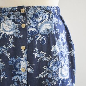 1980s Floral Denim Midi Skirt image 3