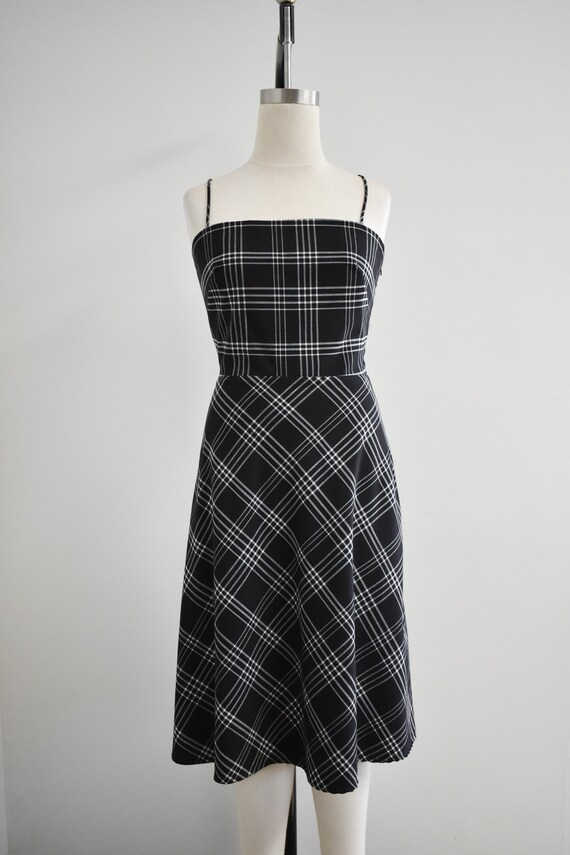 1990s Black and White Plaid Dress - image 2