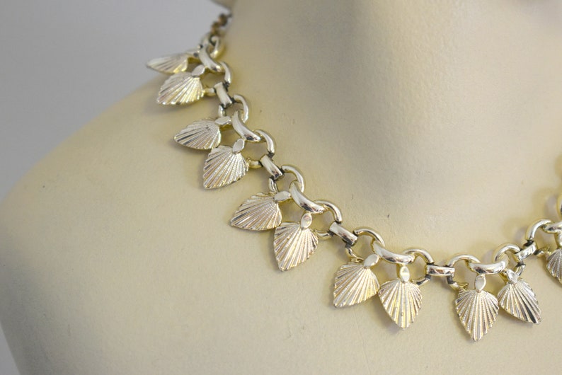 Vintage Paris Gold Fan Necklace and Clip Earrings image 4