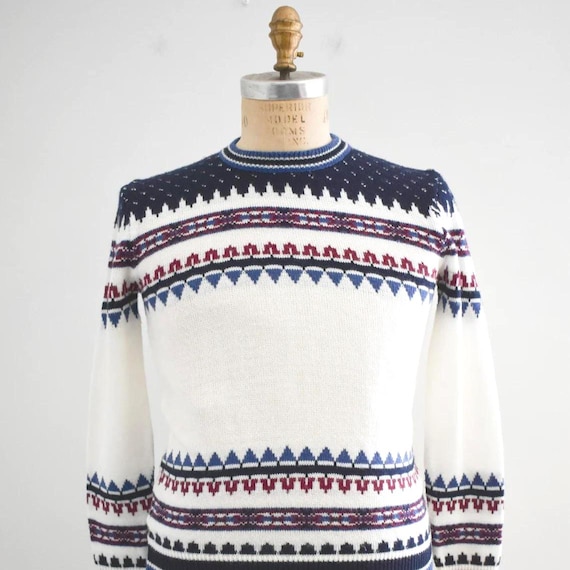 1970s Patterned Pullover Sweater - image 1